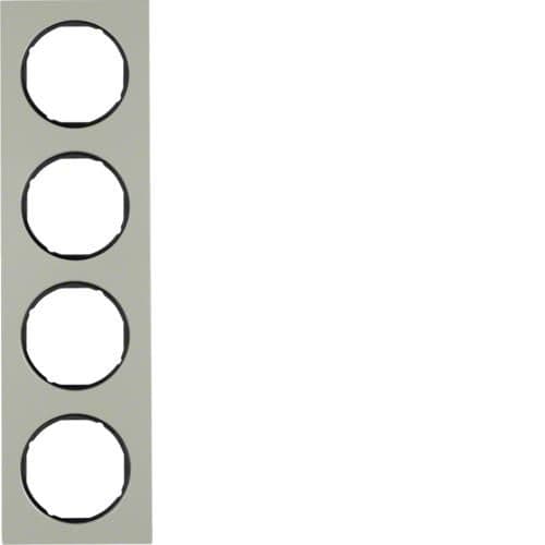 Plaque de recouvrement 4 postes Berker R.3 Inox, Noir vue 1