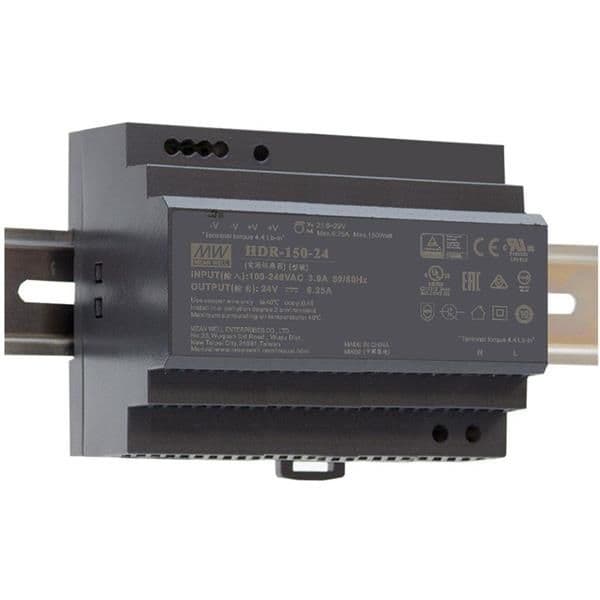 Alimentation sur rail Din ultra mince Ac - Dc; plage d'entrée 85 - 264Vac; sortie 24Vdc à 6.25A vue 1