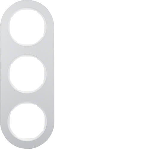 Plaque de recouvrement 3 postes Berker serie R.Classic Alu / Blanc polaire vue 1