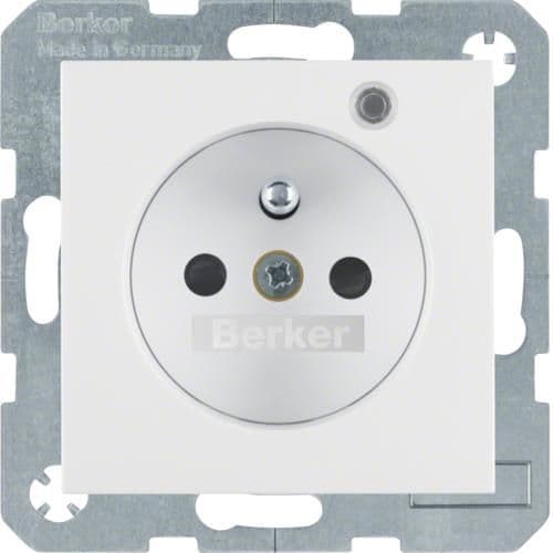 Prise de courant avec Led de contrôle Berker S.1 / B.3 / B.7 Blanc polaire, mat vue 1