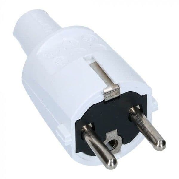 Fiche mâle en PVC + PC 16A - 250V - Blanc vue 1