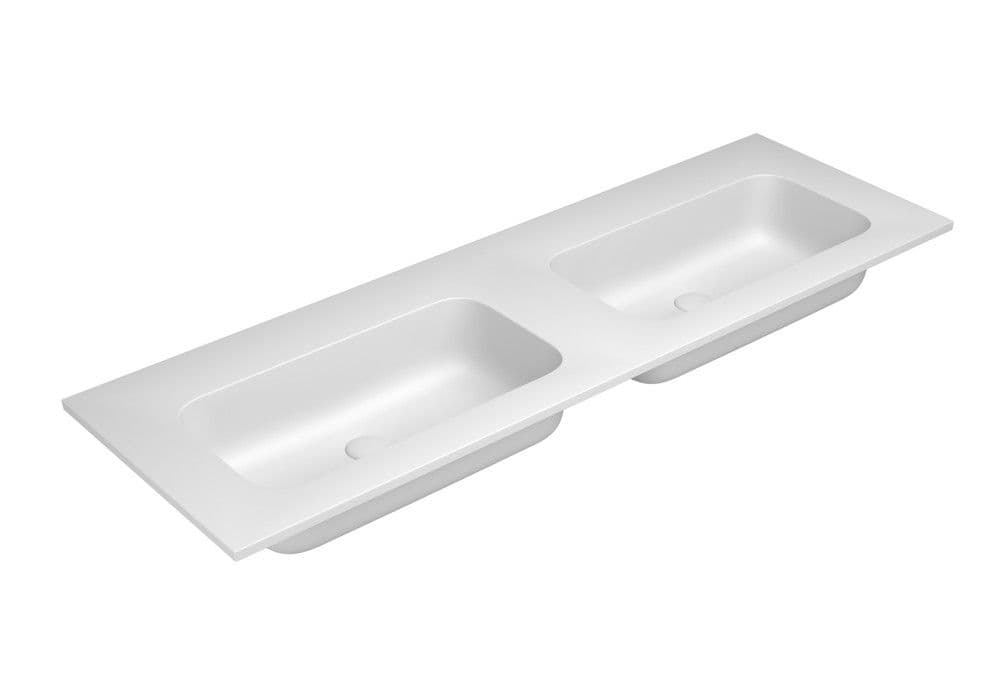 Van Marcke by Falper Fin tablette double 2lavabos L1405xW505xH143mm blanc mat vue 1