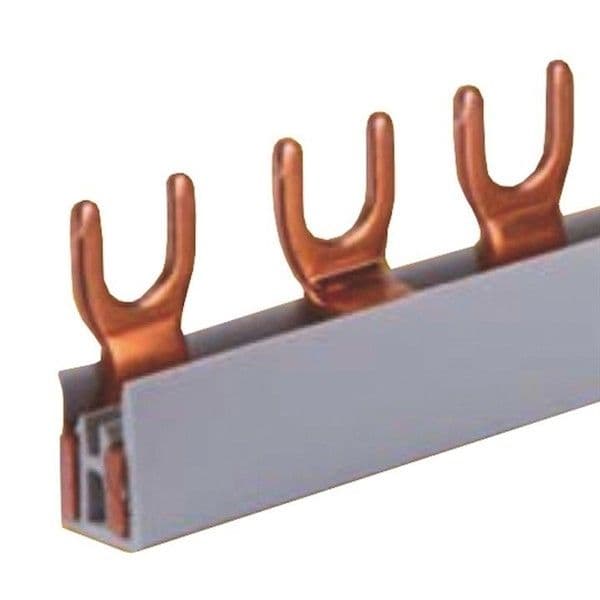 Barrette isolée à fourchettes 2 - pôles 10mm² 56 modules 1000mm vue 1