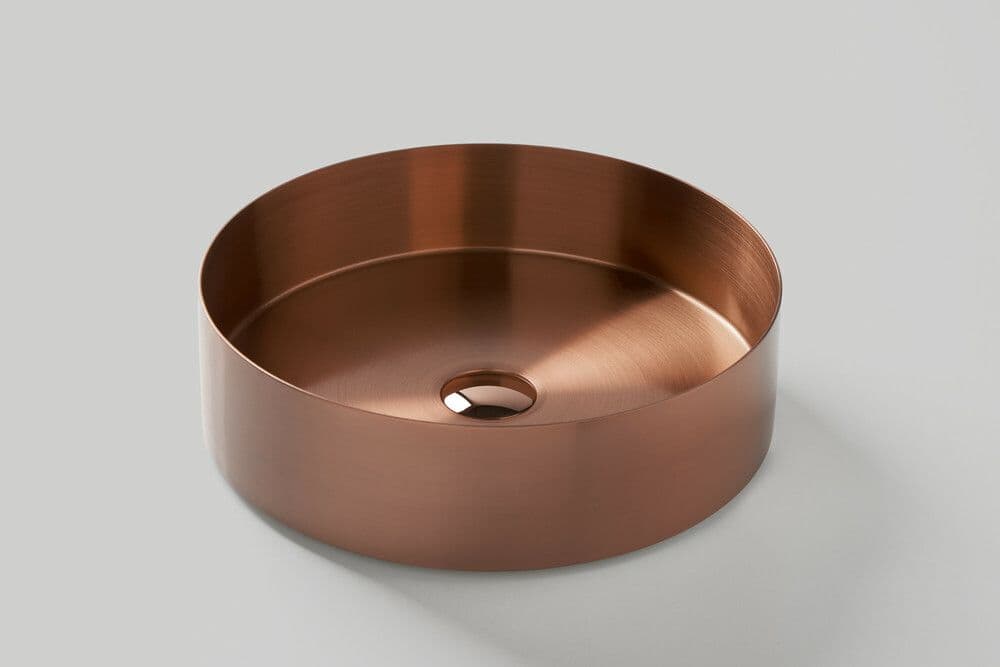 Van Marcke Java Acier Rose Gold lavabo à poser D400 mm acier inoxydable or rose vue 1