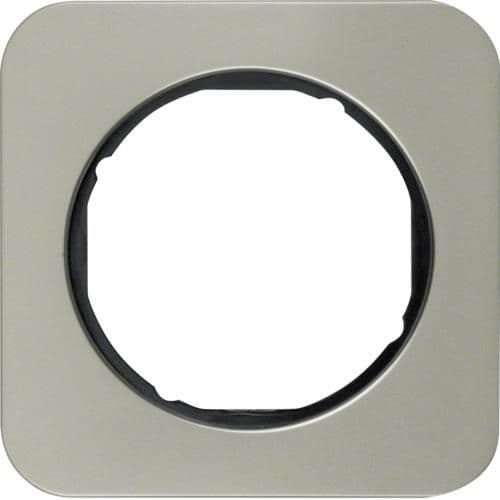 Plaque de recouvrement 1 poste Berker R.1 Inox / Noir vue 1