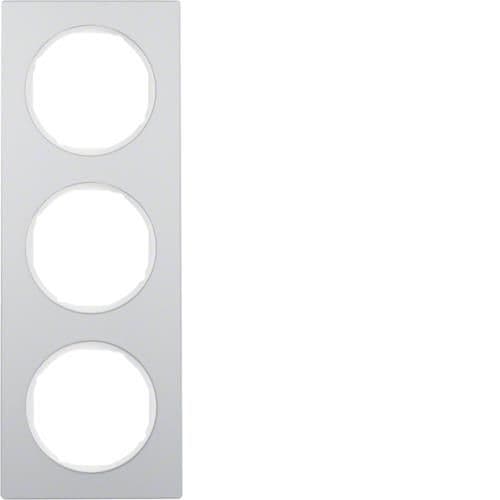 Plaque de recouvrement 3 postes Berker R.3 Alu / Blanc polaire vue 1