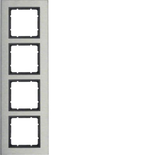 Plaque de recouvrement 4 postes Berker B.7 Inox / Anthracite vue 1