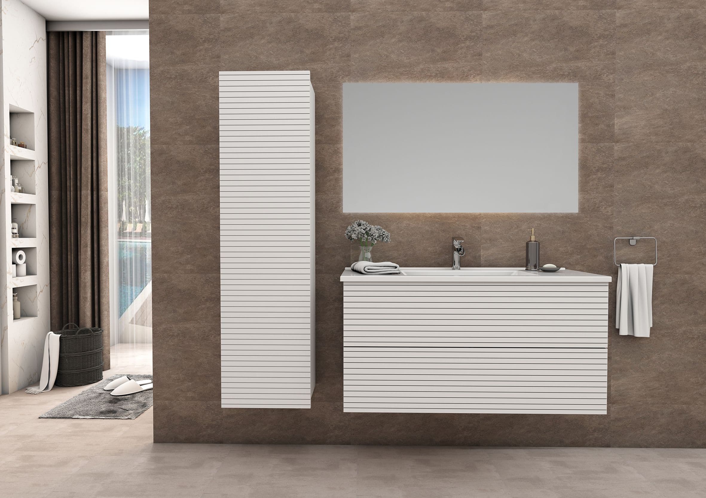 ELITE MEUBLE SOUS-PLAN AVEC RELIEF HORIZONTAL (80CM) - BLANC MAT vue 1