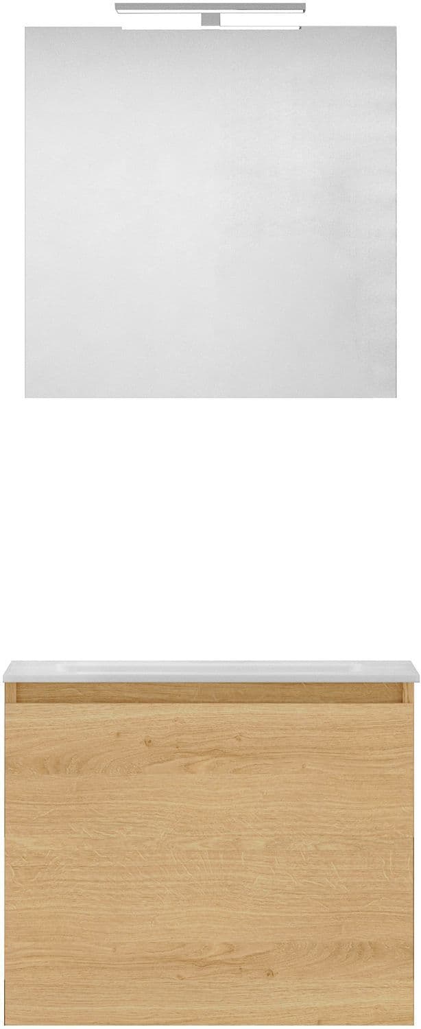 MEUBLE FORM 60CM SOLO 1 TIROIR MARBRE DE SYNTHESE +MIROIR CHENE NORDIC vue 1