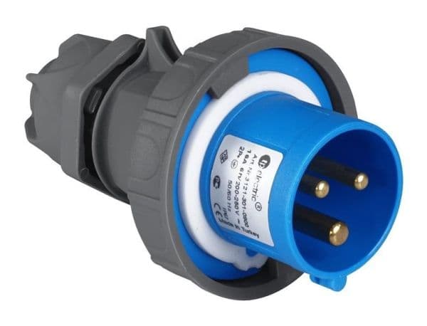 Fiche CEE mâle 3 x 32A 220 - 240Vac Bleu IP67 avec raccords rapides vue 1