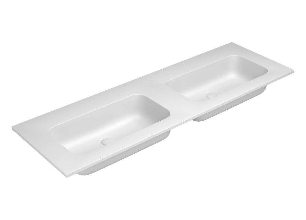 Van Marcke by Falper Fin tablette double 2lavabos L1605xW505xH143mm blanc mat vue 1