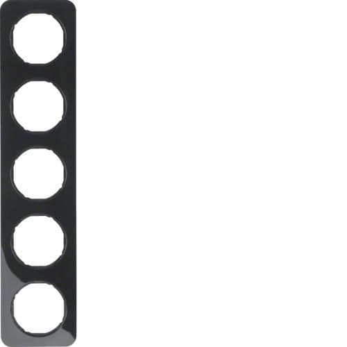 Plaque de recouvrement 5 postes Berker R.1 Noir, brillant vue 1