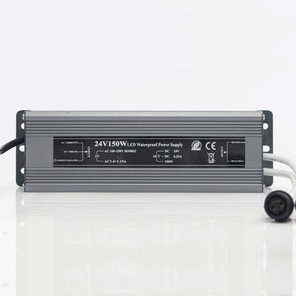 Adaptateur avec alimentation caoutchouc Verte , 24V, 150W, 3m, IP67 vue 1