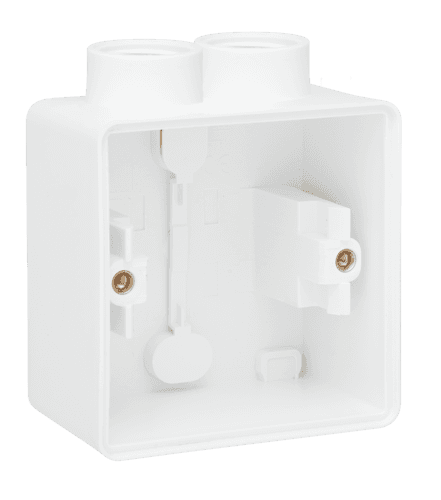 Boîte en saillie simple étanche aux projections d'eau avec une entrée M20 double pour une fonction, couleur blanc vue 1