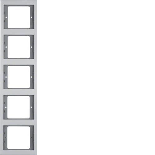 Plaque de recouvrement 5 postes pour montage vertical Berker K.5 Alu vue 1