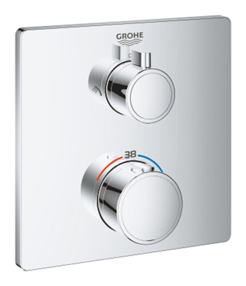 Grohe Grohtherm set de finition mitigeur douche 2 sorties carré vue 1