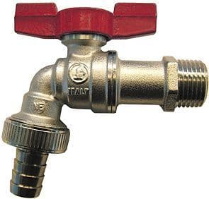 ROBINET DOUBLE SERVICE + MANETTE PAPILLON ROUGE GIACOMINI 1/2" vue 1
