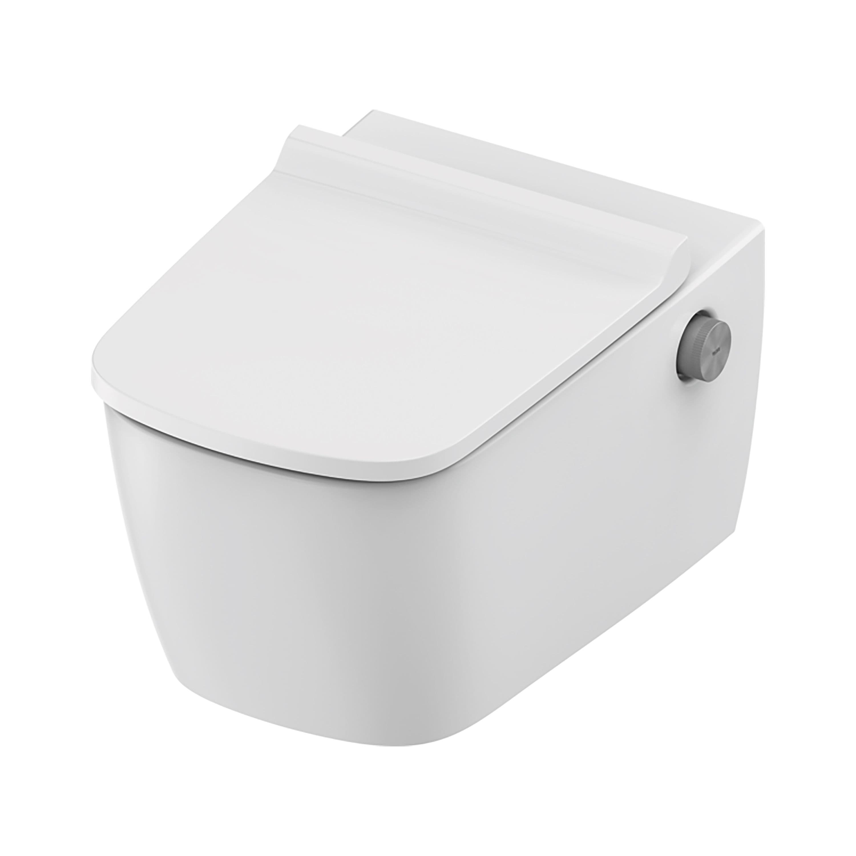 TECENEO TOILET SUSPENDU AVEC BIDET - AVEC MITIGEUR DE BIDET - EAU CHAUDE ET FROIDE - AVEC ABATTANT DESIGN SLIM - 54 CM - BLANC BRILLANT vue 1