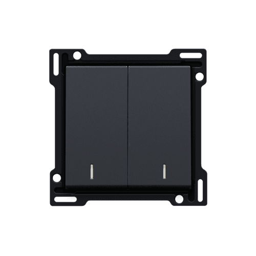 Set de finition avec double voyant pour interrupteur double allumage, interrupteur va-et-vient + bouton-poussoir N.O., interrupteur va-et-vient double ou bouton-poussoir double N.O. ou N.F., couleur anthracite coated vue 1