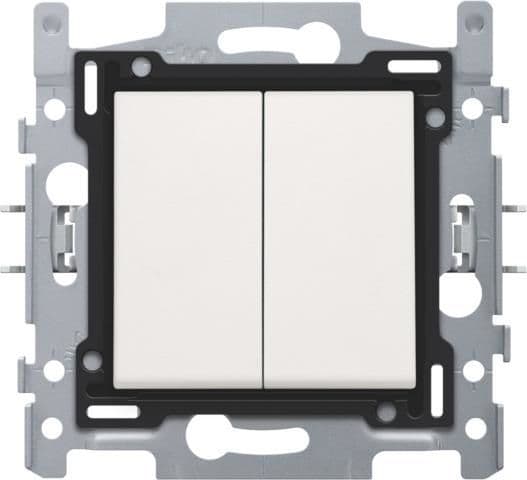 Interrupteur double allumage, socle et set de finition Blanc vue 1