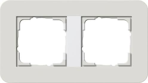 Cadre de finition Gira E3 Soft-Touch Gris clair avec cadre de support Blanc brillant Soft-Touch vue 1