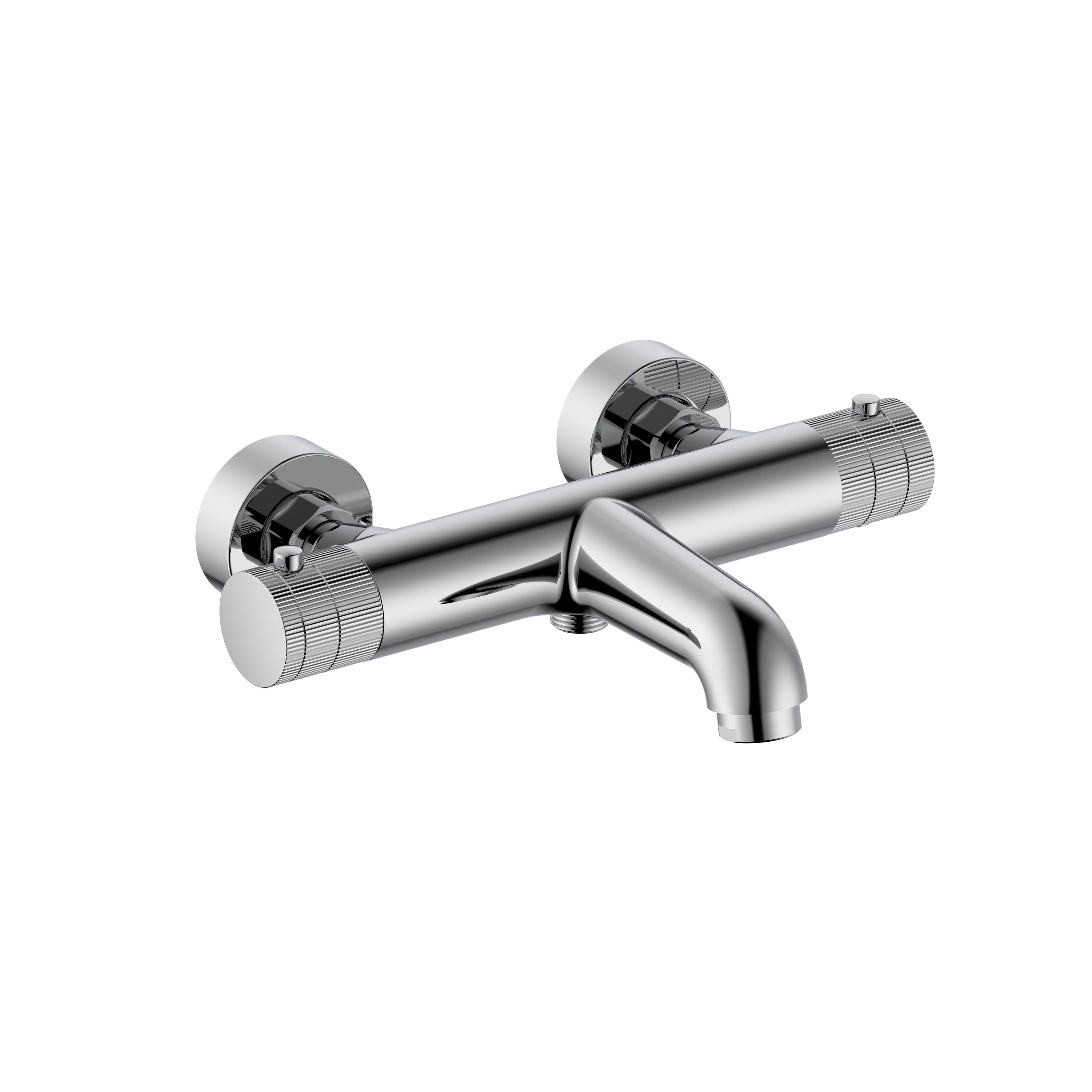 STRIA MITIGEUR DE BAIN – THERMOSTATIQUE – MONTAGE MURAL – BOUTONS AVEC FINITION STRIÉE - BELGAQUA - CHROME vue 1