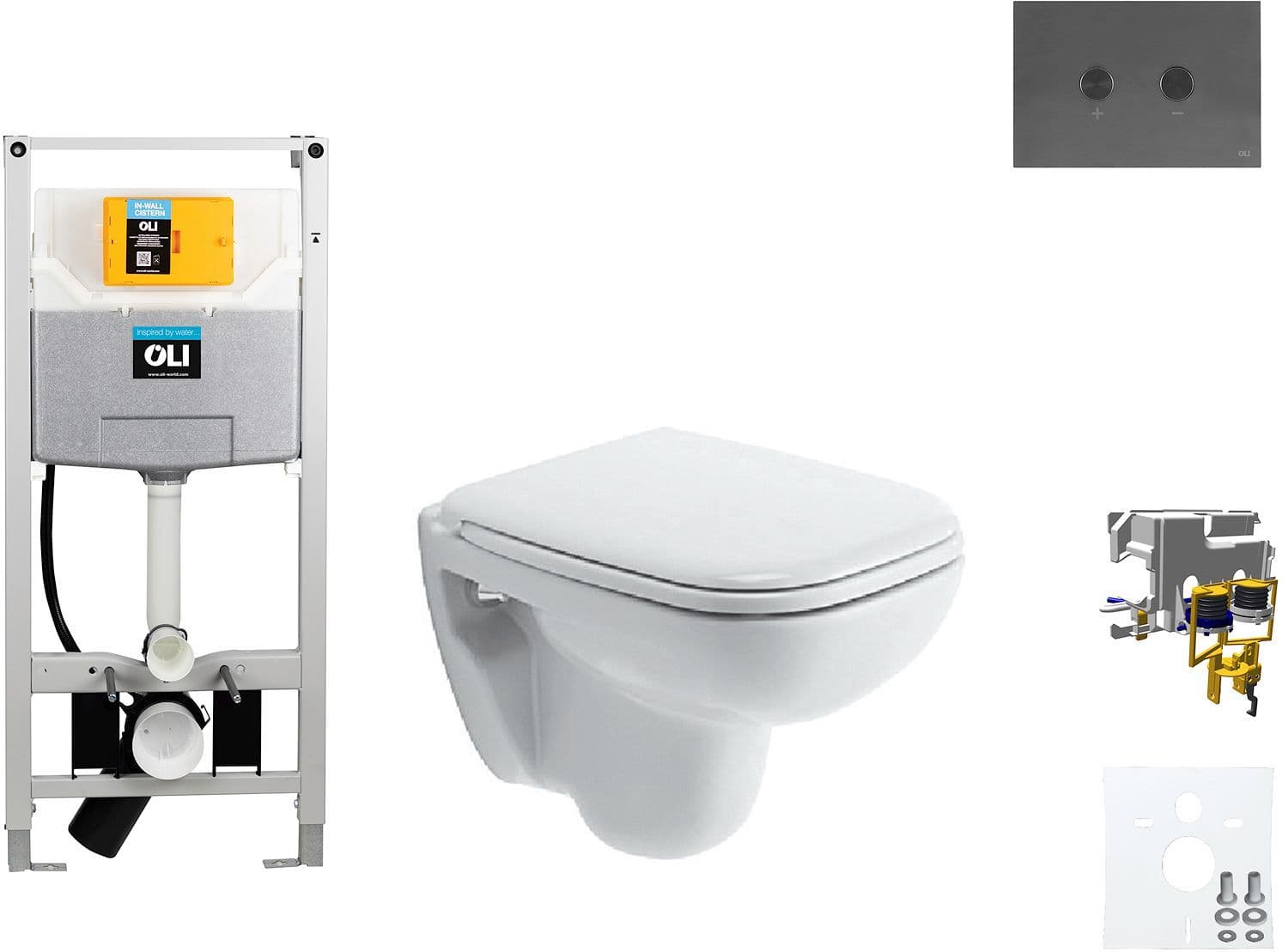 WALLFIX OLI WC SUSPENDU D-CODE COMPACT DURAVIT CODE BLINK GUN METAL vue 1