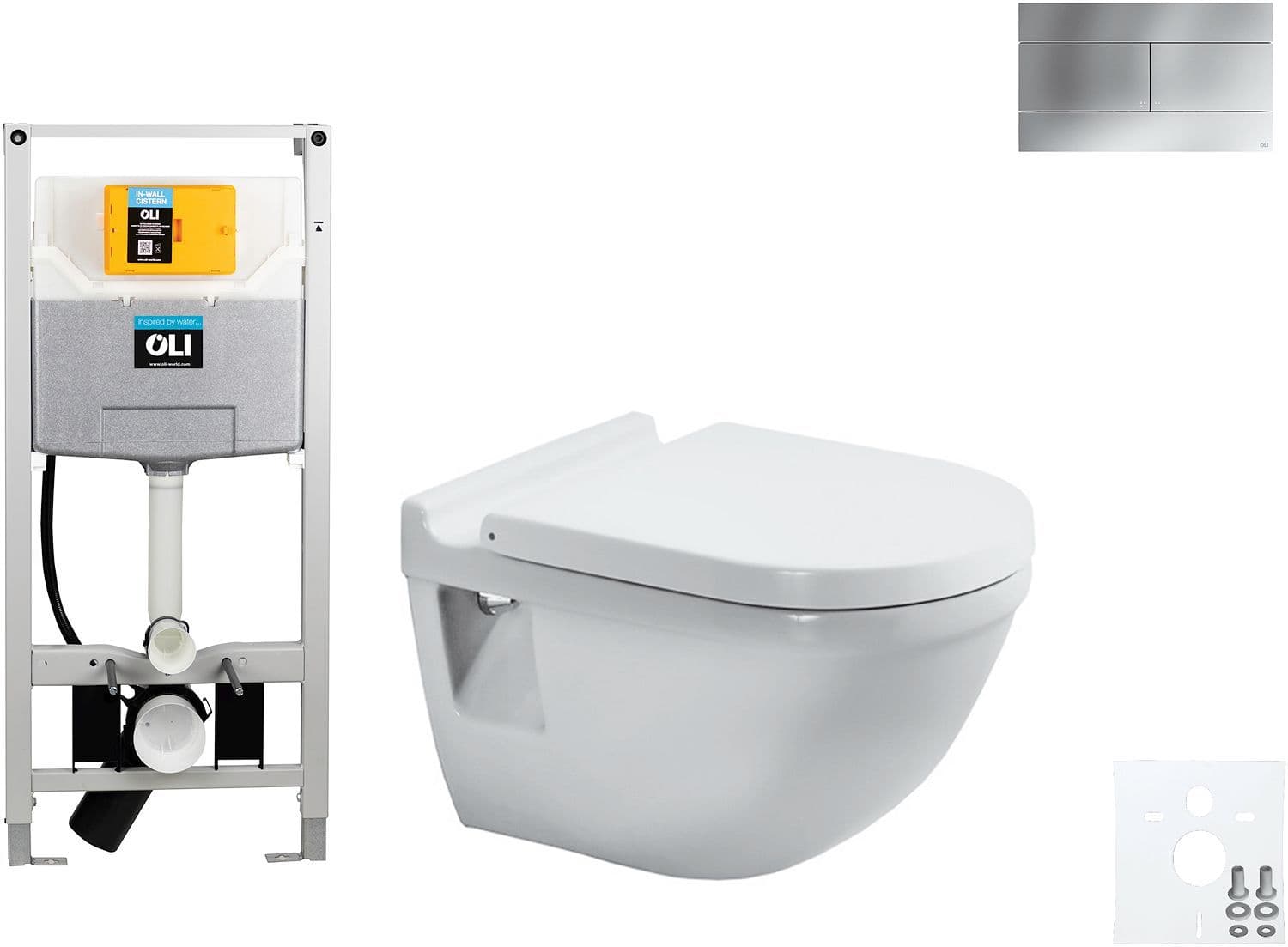 WALLFIX OLI WC SUSPENDU STARCK 3 DURAVIT SLIM MAT CHROME vue 1