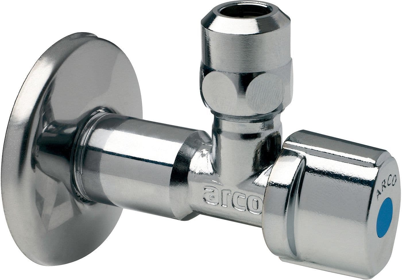 ROBINET D'ARRÊT EQUERRE A BILLE BELGAQUA ARCO 1/2" CHROME vue 1