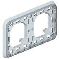 Plexo support + plaque 2 postes horizontale Gris vue 1