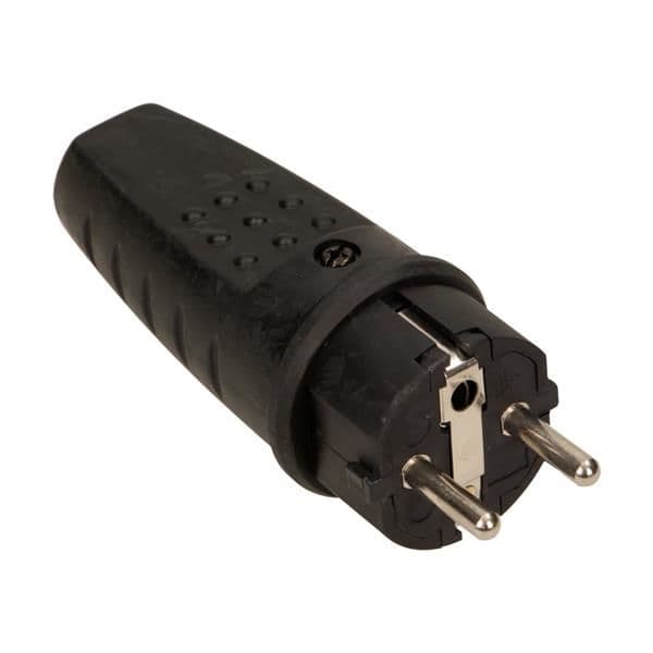 Fiche caoutchouc mâle 2 pôles + T 16A IP44 vue 1