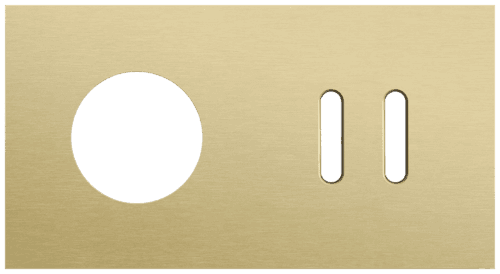 Plaque de recouvrement double, horizontale 71 mm d'entraxe, pour une fonction de prise de courant et une fonction de commutation double, Niko Rocker alu gold brushed vue 1