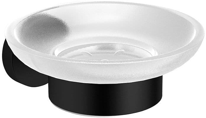 PORTE-SAVON+SUPPORT HOLD O(N) NOIR MAT/VERRE SATIN vue 1
