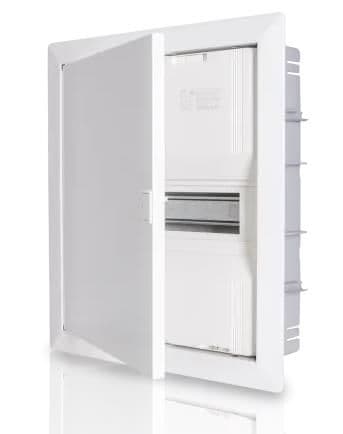 F-Tronic coffret à encastrer - 1 rangée - 12 + 2 modules avec porte métallique vue 1