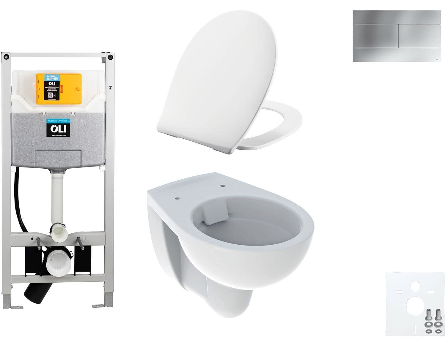 WALLFIX OLI WC SUSPENDU BASTIA RIMFREE PERSSALIT T SOFTCLOSE + LIFT-OFF SLIM MAT CHROME vue 1