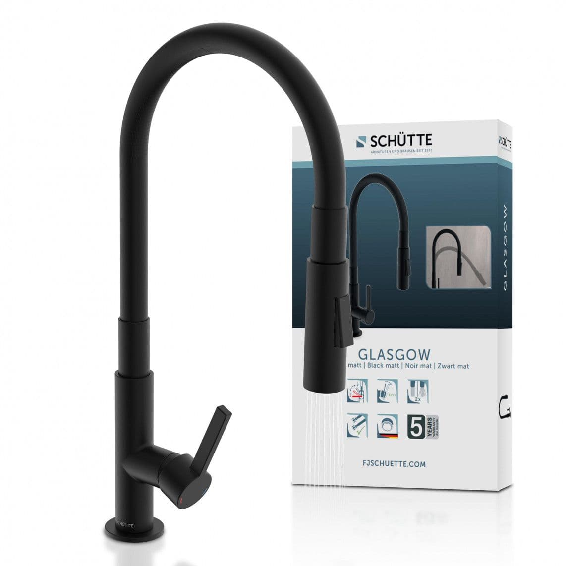 79586 GLASGOW Mitigeur évier, noir mat, avec flexible soft-touch vue 1
