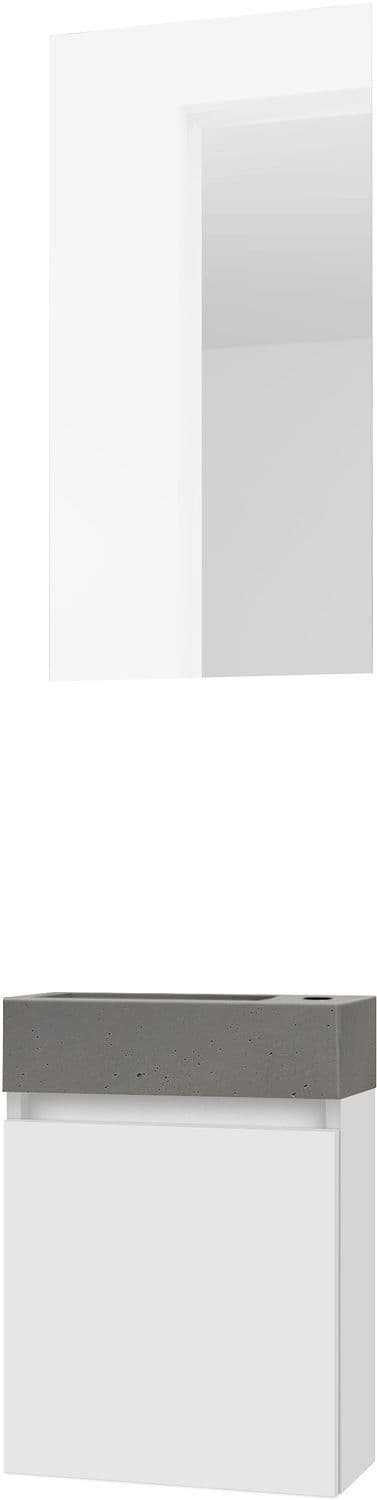 LAVE-MAINS FORM MINI BETON/ 1 PORT/MIROIR POUDRE BLANC vue 1
