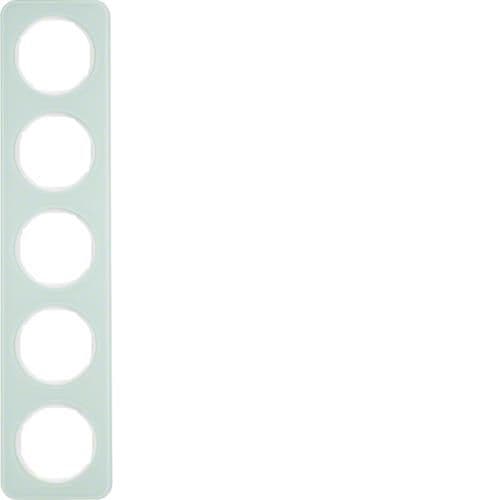 Plaque de recouvrement 5 postes Berker R.1 Verre, Blanc polaire vue 1