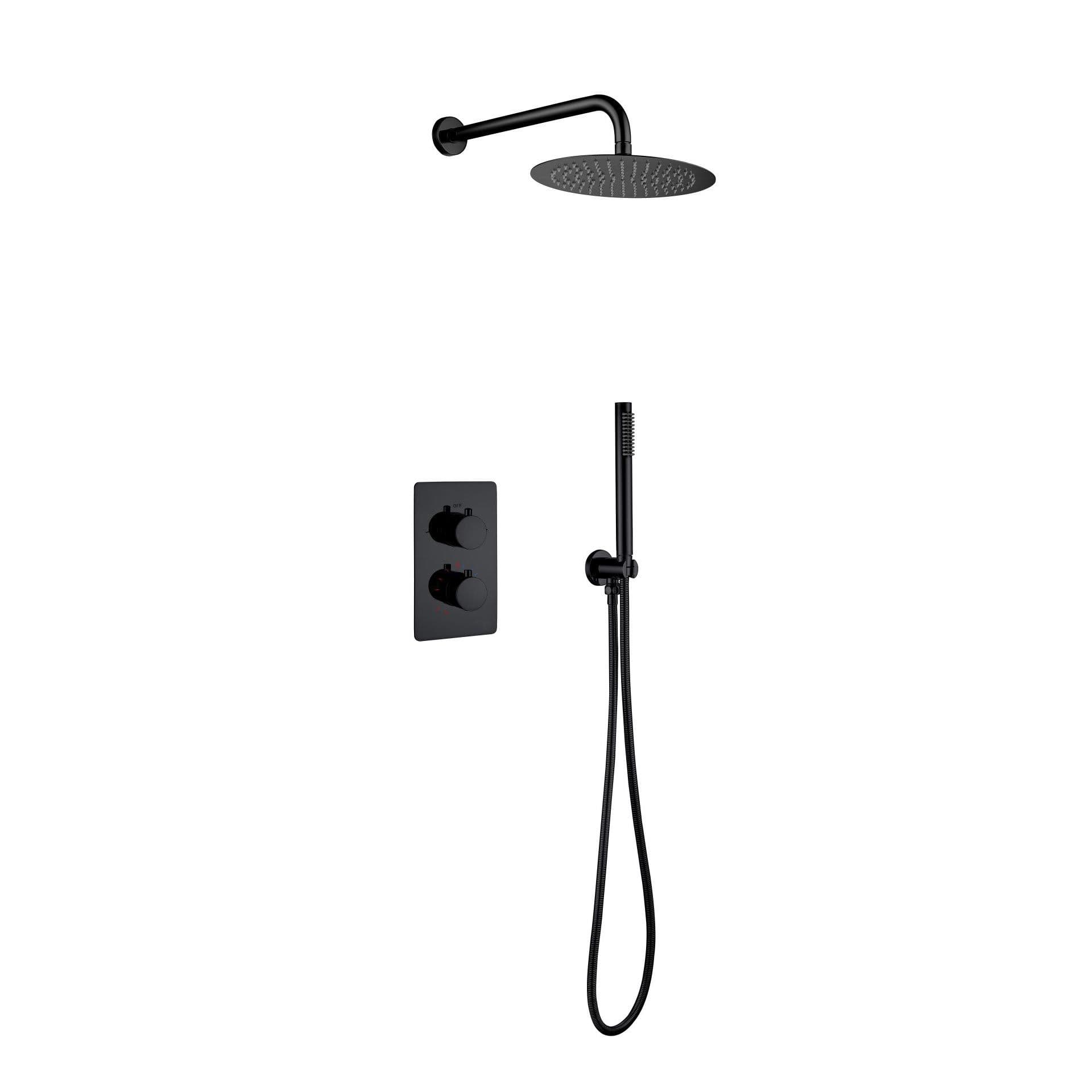 ALONI SET DE DOUCHE THERMOSTATIQUE ENCASTRÉ AVEC DOUCHE DE PLUIE (Ø25CM) - NOIR MAT vue 1