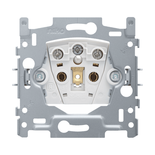 Socle pour prise de courant avec broche de terre et obturateurs de protection, profondeur d'encastrement de 21 mm, 16 A, bornes à vis vue 1