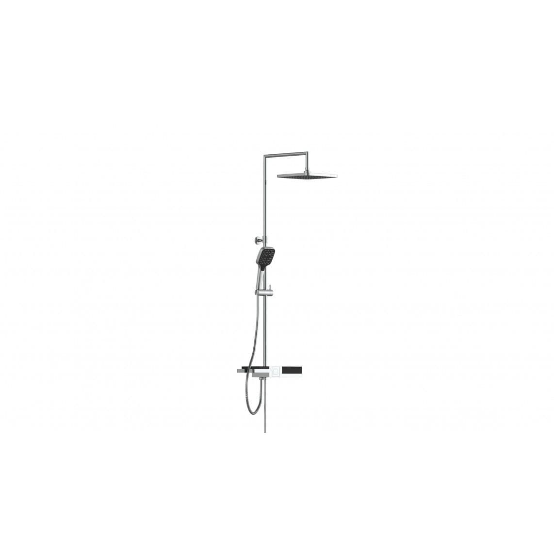 60566 BLUEPERL Set douche de pluie, chromé/noir, avec tablette vue 1
