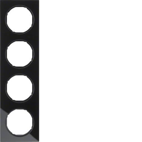 Plaque de recouvrement 4 postes Berker R.3 Verre, Noir vue 1