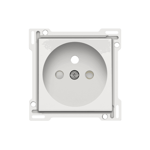 Set de finition pour prise de courant avec broche de terre et obturateurs de protection, profondeur d’encastrement de 28,5 mm, couleur white coated vue 1