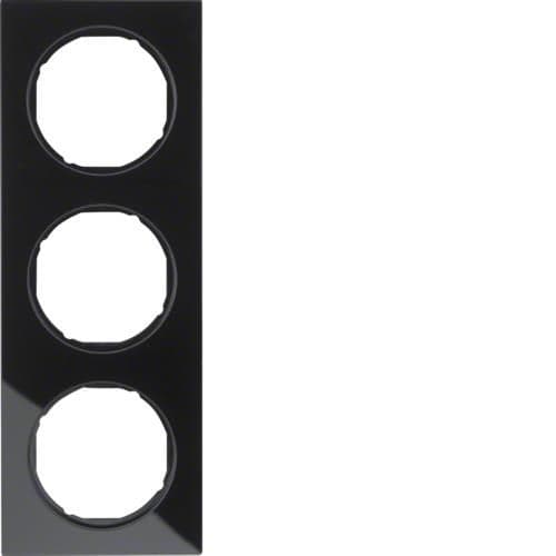 Plaque de recouvrement 3 postes Berker R.3 Verre, Noir vue 1