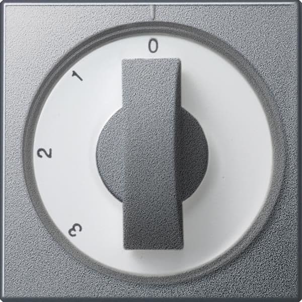 Cache avec manette pour interrupteur rotatif à 3 positions teinte Alu position zéro vue 1