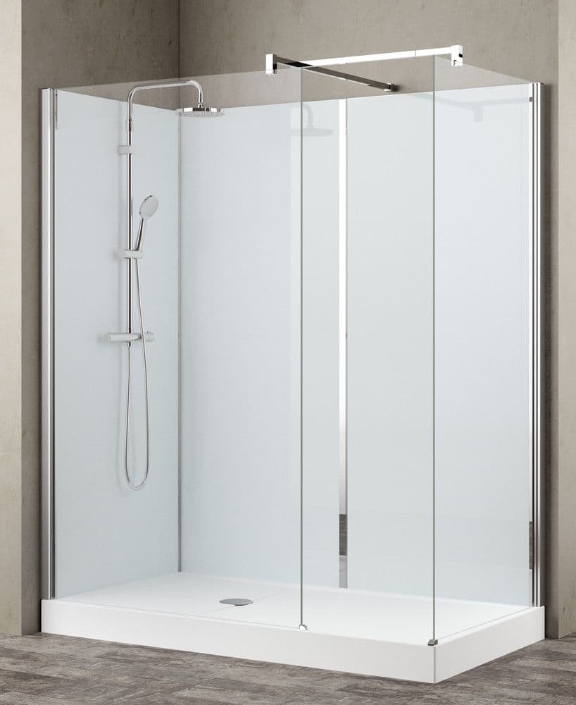 Van Marcke Collection Vidrio Walk-Inn 160x80cm receveur blanc siphon D90 vue 1