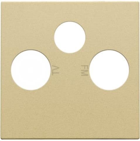 Set de finition pour 2 connexions coaxiale simples pour TV, FM et une connexion satellite Alu Gold vue 1