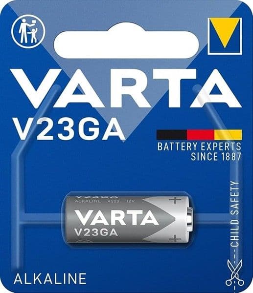 Pile électronique 12V V23GA alcaline MN21 50mAh hauteur 28.5mm diamètre 10.3mm A23 vue 1