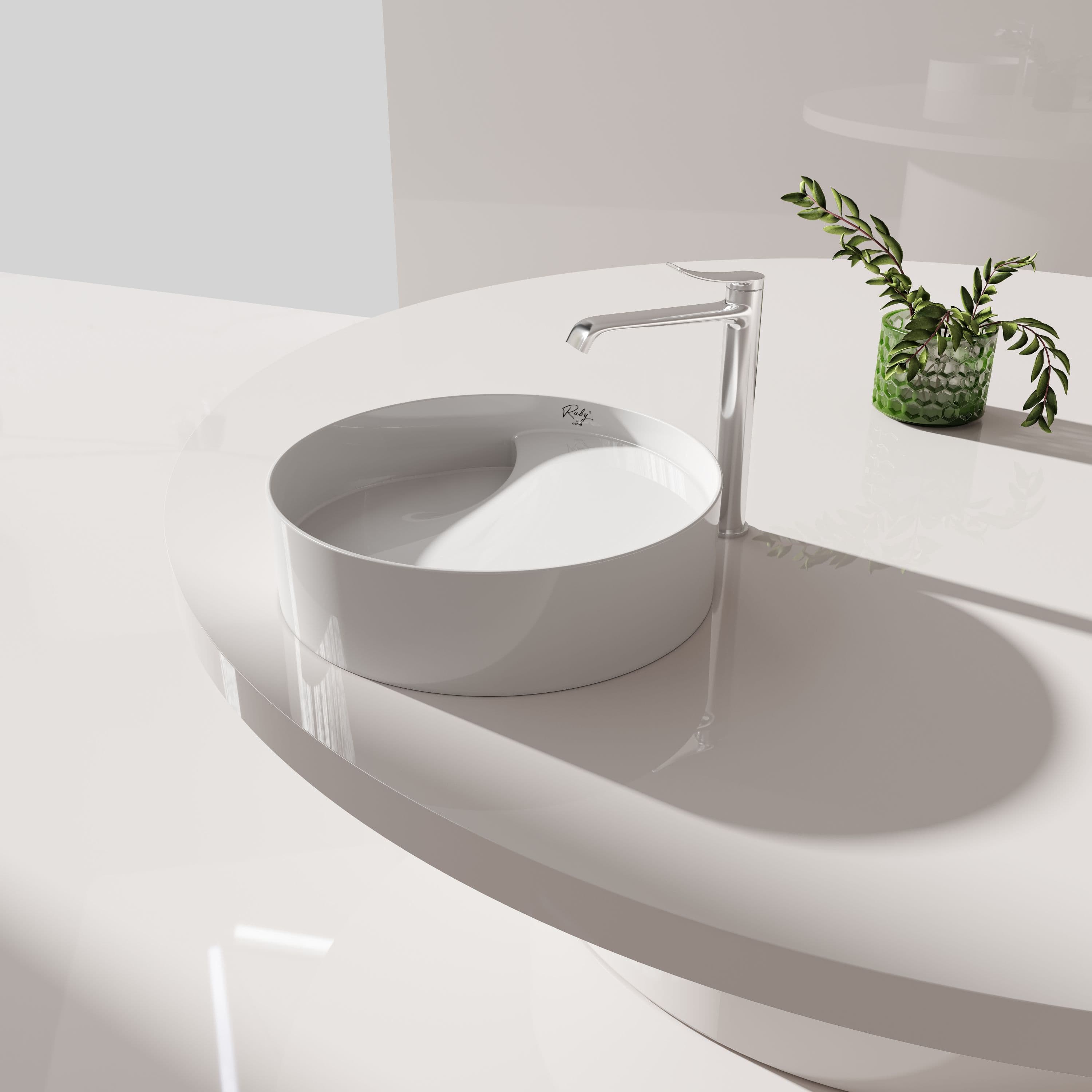 CREAVIT RUBY RB141 VASQUE – À POSER – CÉRAMIQUE – SANS TROP-PLEIN – SANS TROU DE ROBINET – 40X11X40 CM – BLANC BRILLANT vue 1