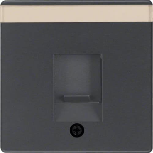 Enjoliveur avec 1 volet antipoussière et porte - étiquette Berker Q.1 / Q.3 Anthracite, Velours vue 1